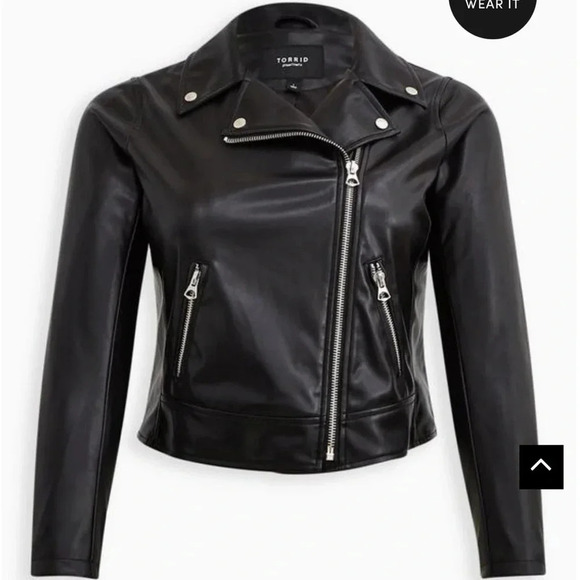 FAUX LEATHER ASYMMETRICAL MOTO JACKET Torrid - Picture 1 of 6
